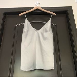 Silver/shiny/metallic silky satiny lightweight deep v-neck spaghetti strap cami